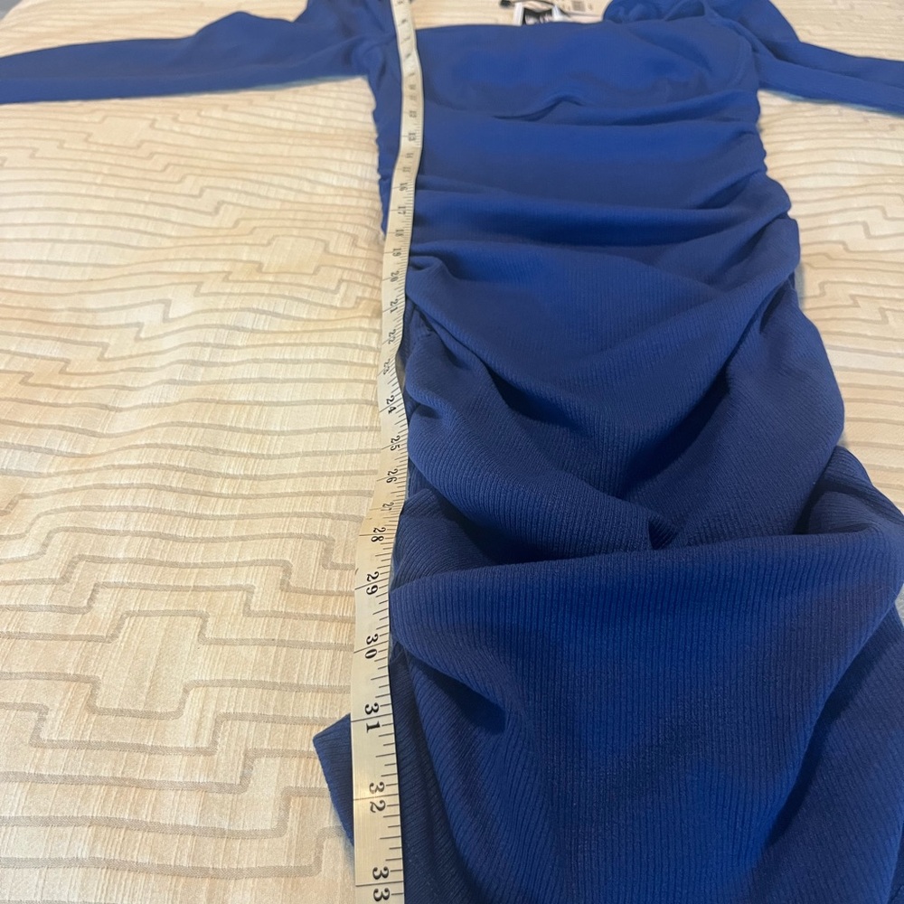 NWT - Princess Polly Royal Blue Square Neck Long Sleeve Bodycon Mini Dress - Picture 7 of 7